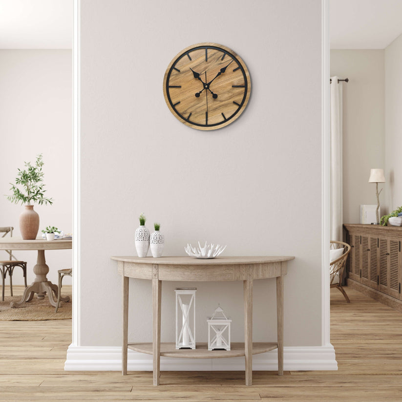 100% Solid Oak Wood Wall Clock 