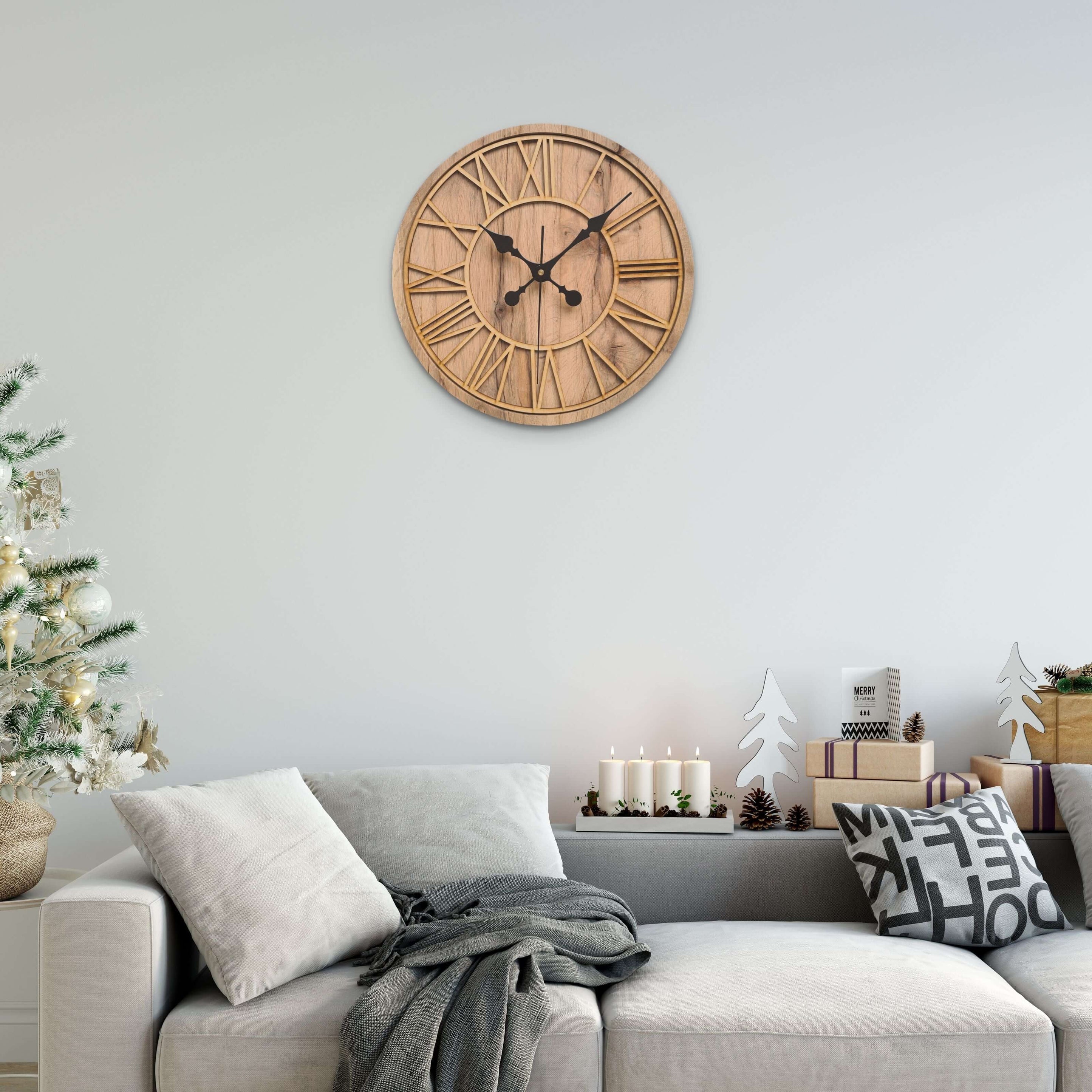 Solid Oak Wooden Skeleton Wall Clocks | Rustic Kitchen Clock – Clock ...