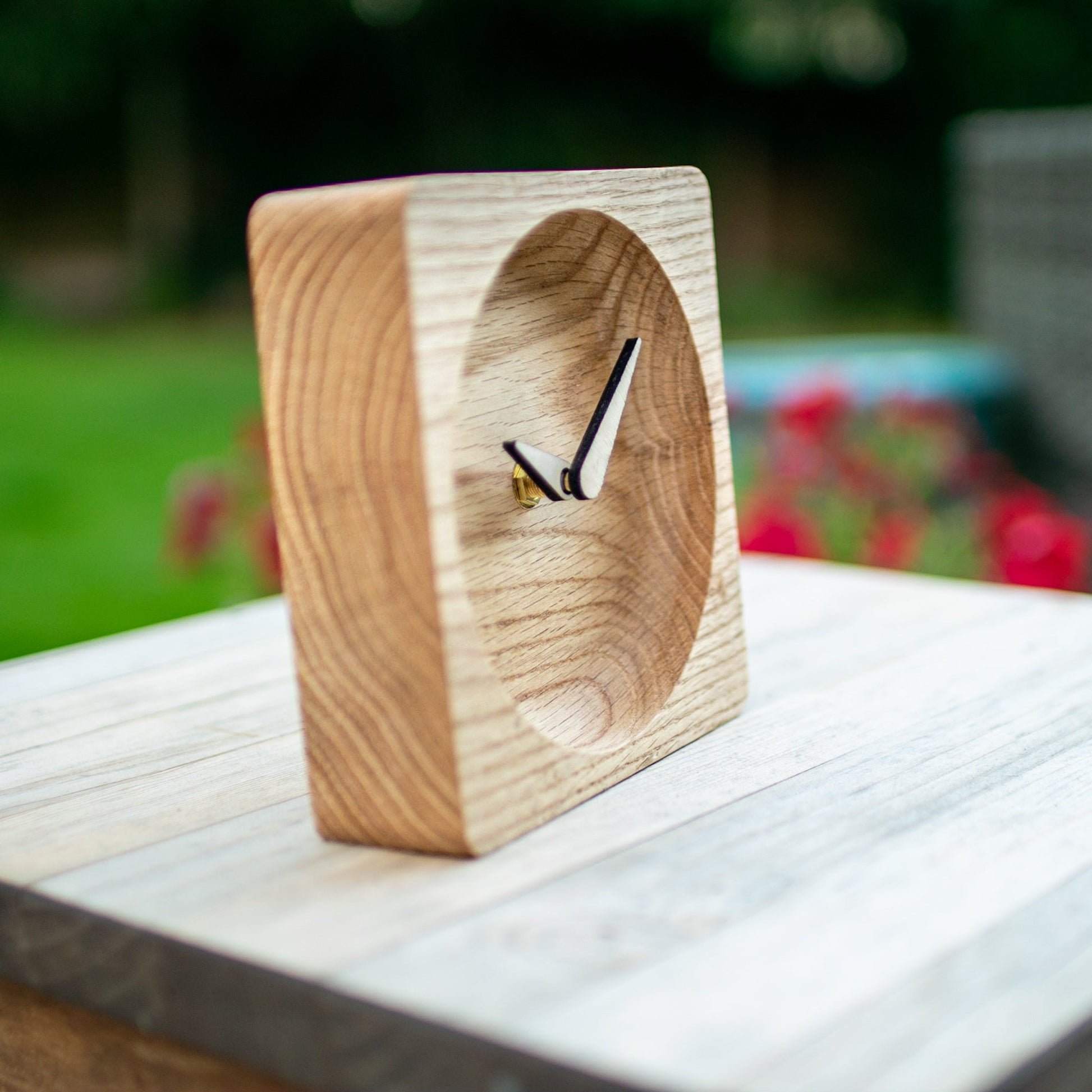 Personalized Solid Oak Desk Clock - Timeless Elegance | ClockDesignCo